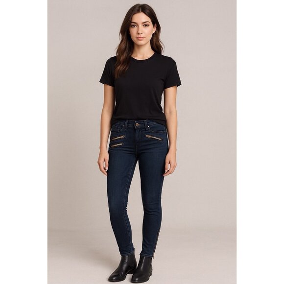 Pistola Moto Zip Arielle Skinny Jeans Women’s Sz 26 Dark Wash Ankle Zip Mid Rise - Picture 1 of 11